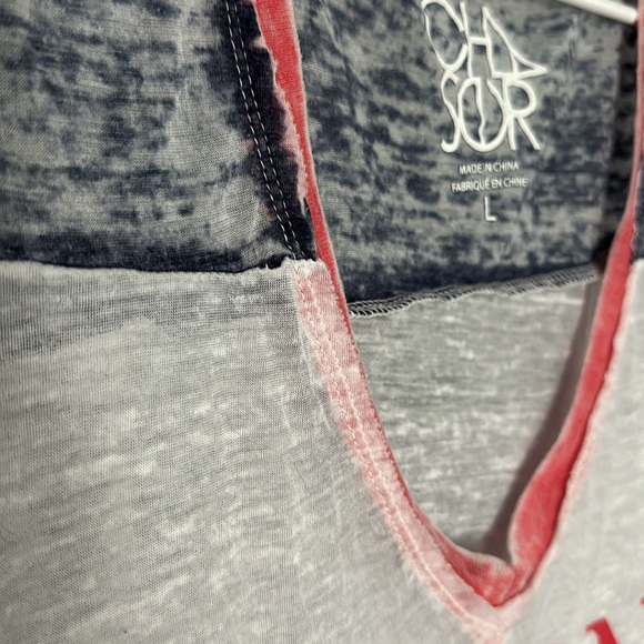 Chaser “Born in the USA” tee shirt T-Shirt burnout Long Red White Blue American - Picture 3 of 6